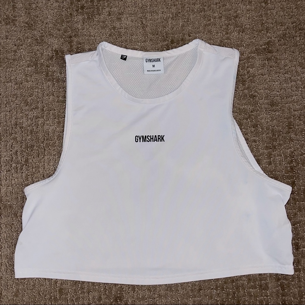 White gymshark workout crop top size M